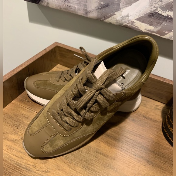 VINCE OHARA WOMEN'S OXFORD OLIVE LEATHER LACE UP SNEAKERS SZ 8 - Picture 7 of 12